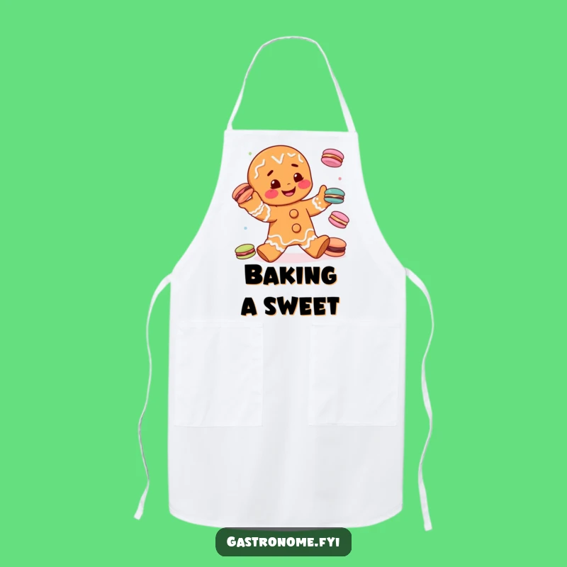 Bake with a smile and this funny apron featuring a gingerbread man juggling macarons. Keep your clothes clean and your spirits high.
