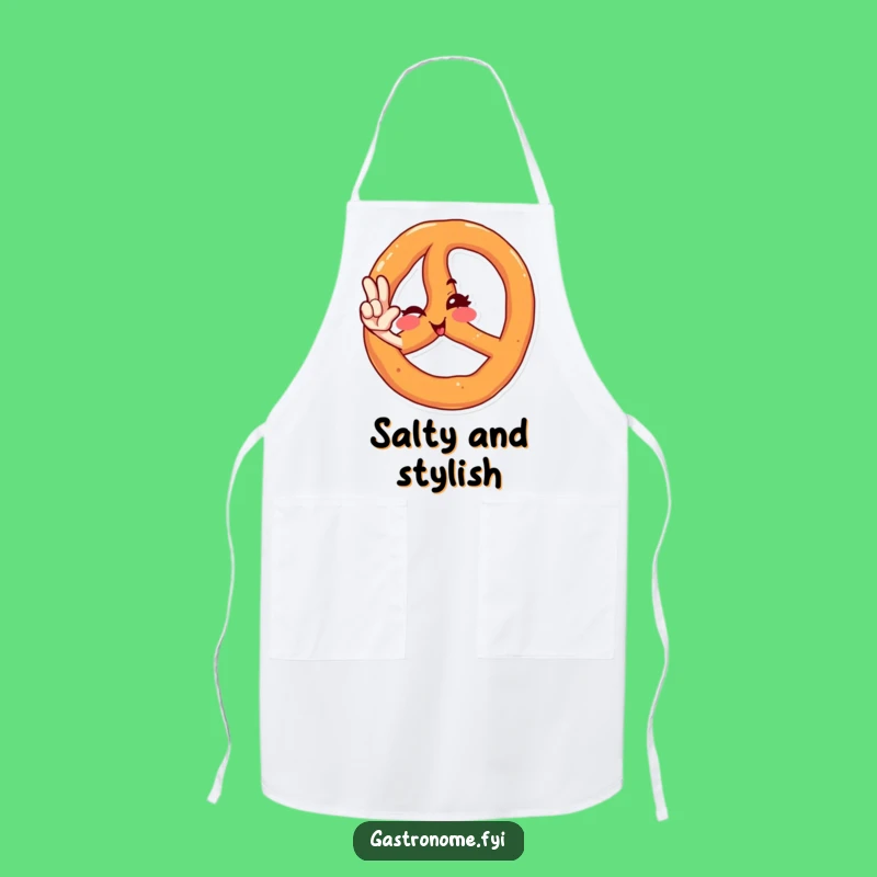 Funny Winking Pretzel Salute Apron - Kitchen Humor for Chefs