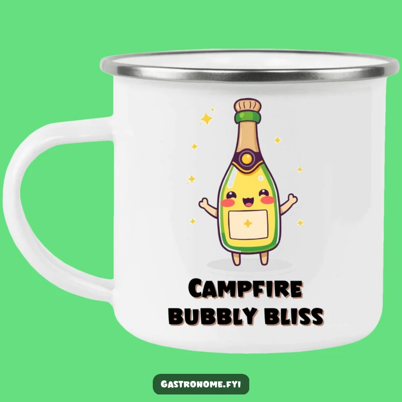 Sparkling Funny Beaming Champagne Bottle Camping Mug - Cheers Outdoors!