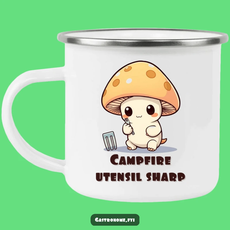 Funny Mushroom Polishing Fork Camping Mug: Whimsical Outdoors, Perfect Funny Gift