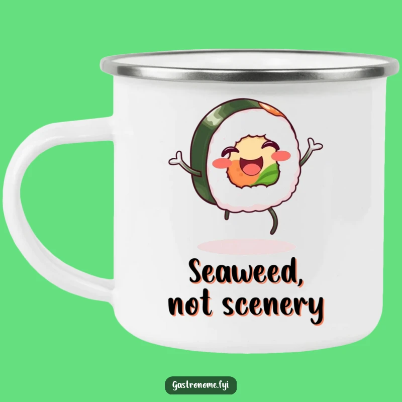 Funny Happy Sushi Camping Mug: Hilarious Outdoor Food Gift for Jigging Sushi Lovers