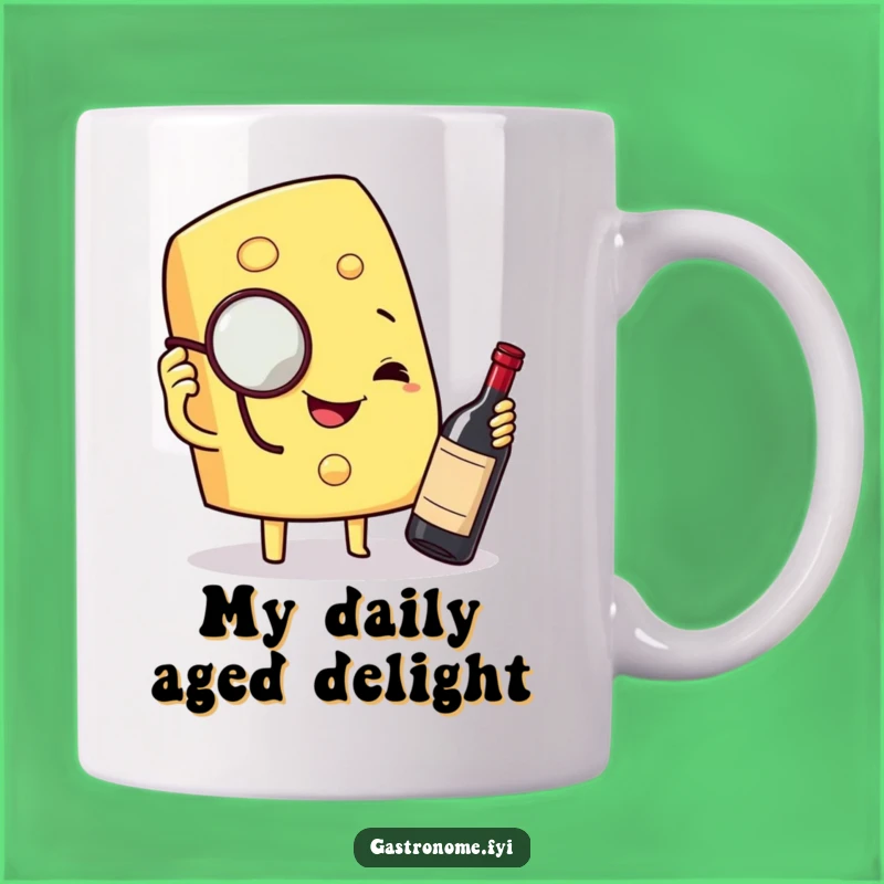 Funny Cheese Connoisseur Mug: A Gourmet Wedge Inspecting Wine, Perfect Funny Gift