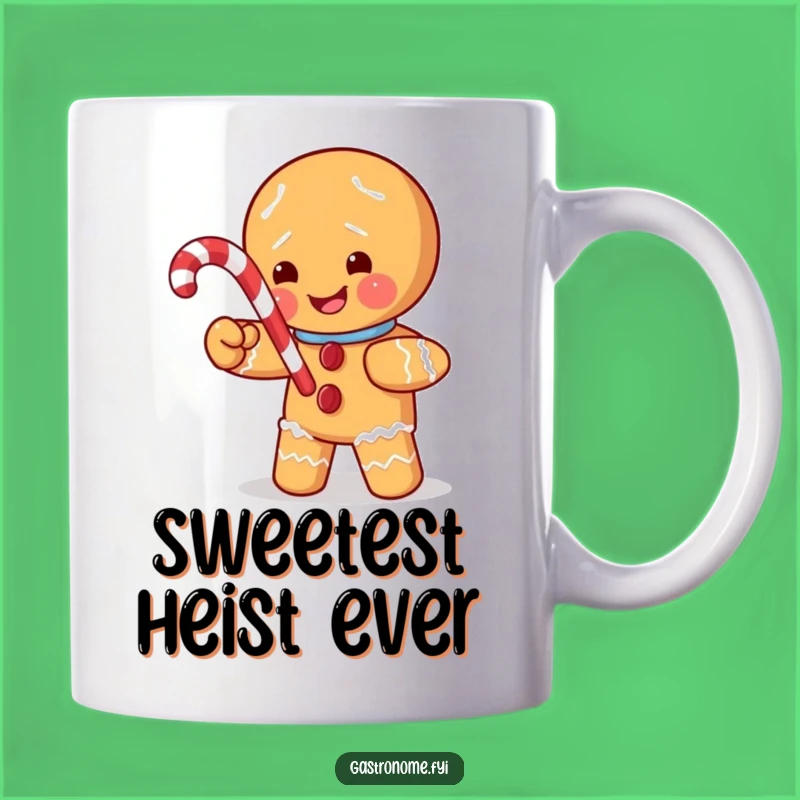 Funny Gingerbread Man Mug: Candy Cane Heist, Perfect Funny Gift for Sneaky Fun