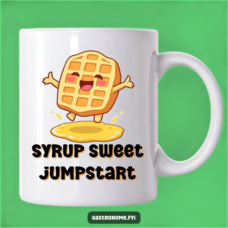 Funny Waffle Leap Mug: Start Your Day with Sweet Fun!