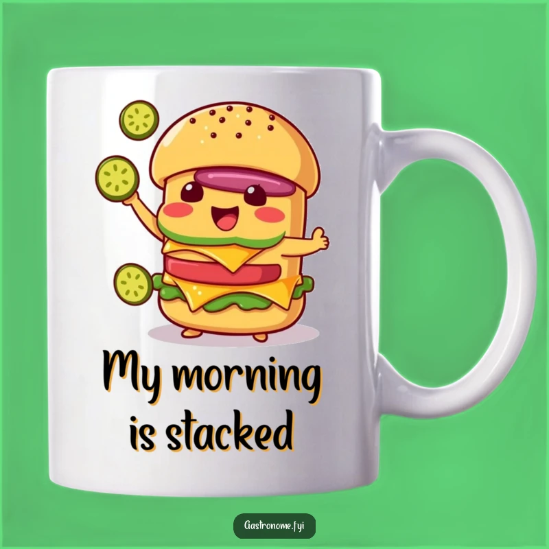 Funny Cheeseburger Juggling Mug: Pickle Power & Fun, Perfect Funny Gift