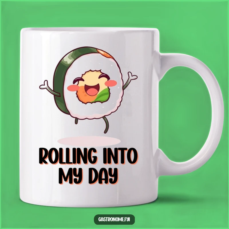 Funny Happy Sushi Mug: Hilarious Foodie Gift for Jigging Sushi Lovers