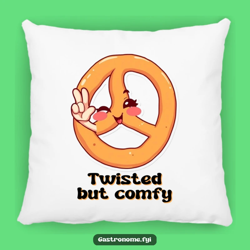 Comfy Funny Winking Pretzel Salute Pillow - Cute & Humorous Accent