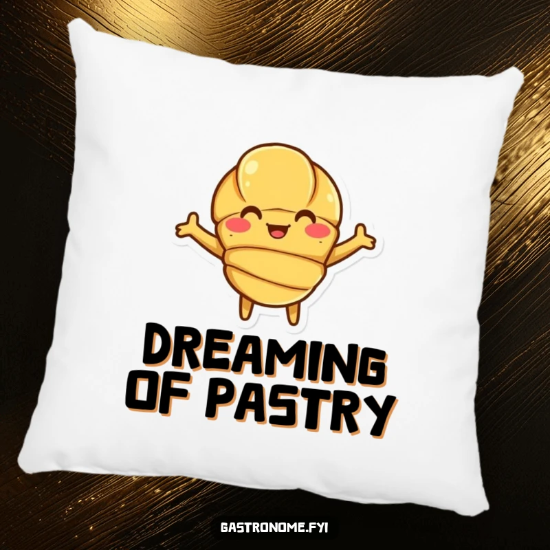 Funny Croissant Pillow featuring a smiling croissant character with open arms, perfect for cozying up.