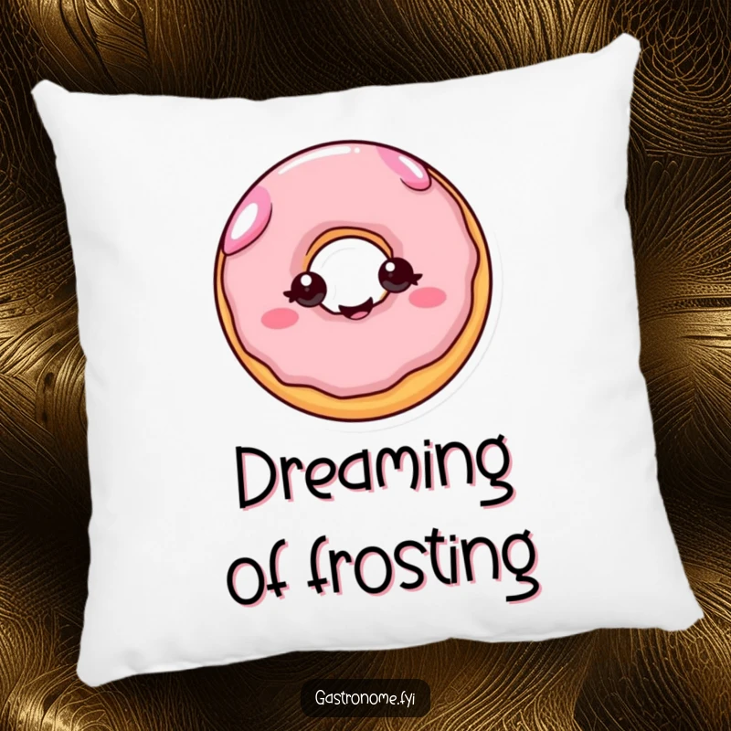 Funny pillow: A cheerful donut with eyes wiggling with joy, a soft and humorous decor piece.