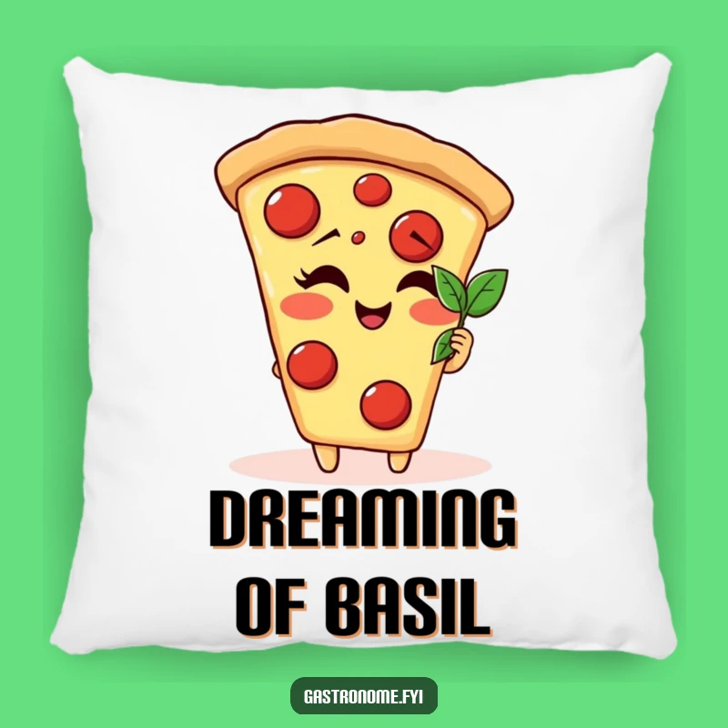 Funny Pizza Slice Basil Leaf Pillow - Comfy & Quirky Decor Accent