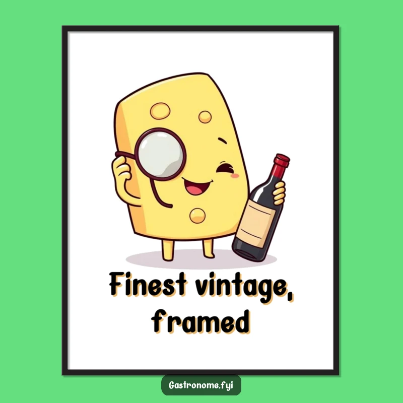Funny Cheese Wedge Digital Art: Elegant Humor for Any Space, Perfect Funny Gift