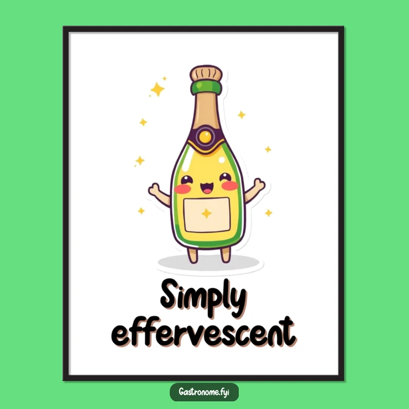 Funny Beaming Champagne Bottle Digital Art - Instant Celebration Decor