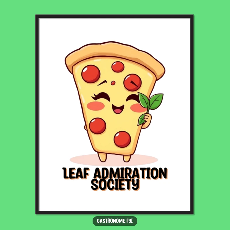 Funny Pizza Slice Basil Leaf Digital Art - Instant Gourmet Humor Download