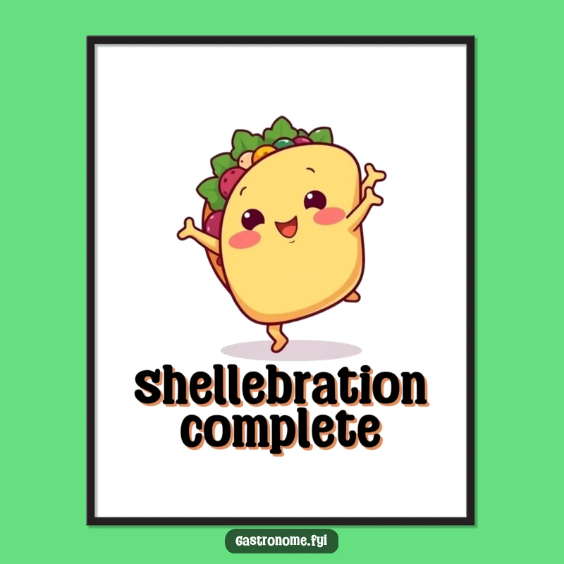 Funny Smiling Taco Digital Art Print: Hilarious Mexican Food Decor Gift for Cartwheel Fans