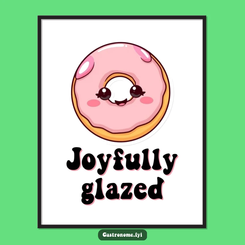 Funny Cheerful Donut Digital Art Print: Joyful Treat Decor Gift for Sweet Lovers