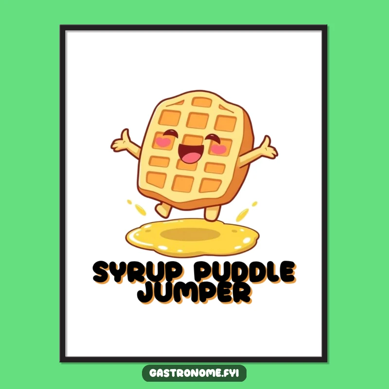 Funny Waffle Leap Digital Art: Instant Breakfast Joy for Walls!