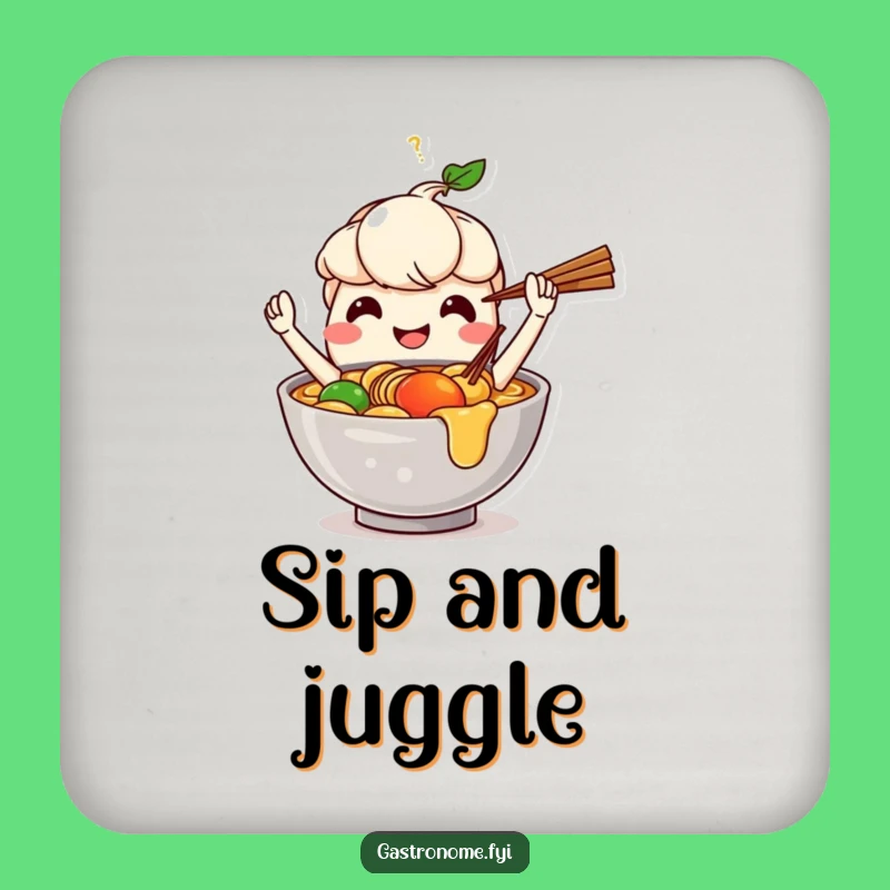 Funny Ramen Juggling Coaster: Protect Your Surfaces with Style!