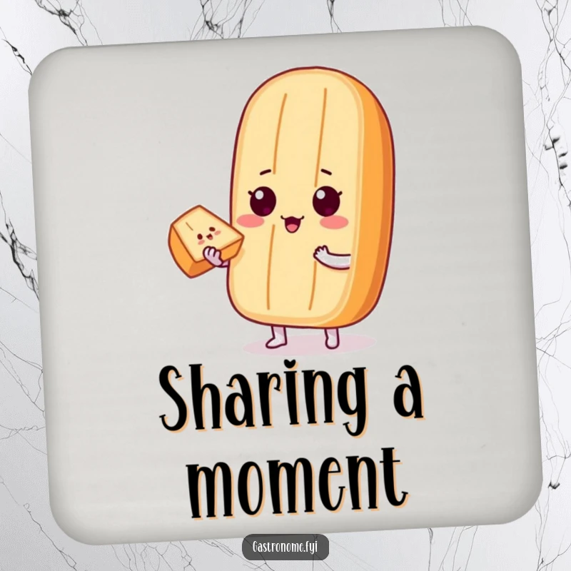 Funny Coaster: A proud baguette character offers a perfect slice of bread, protecting surfaces with a dose of funny generosity.