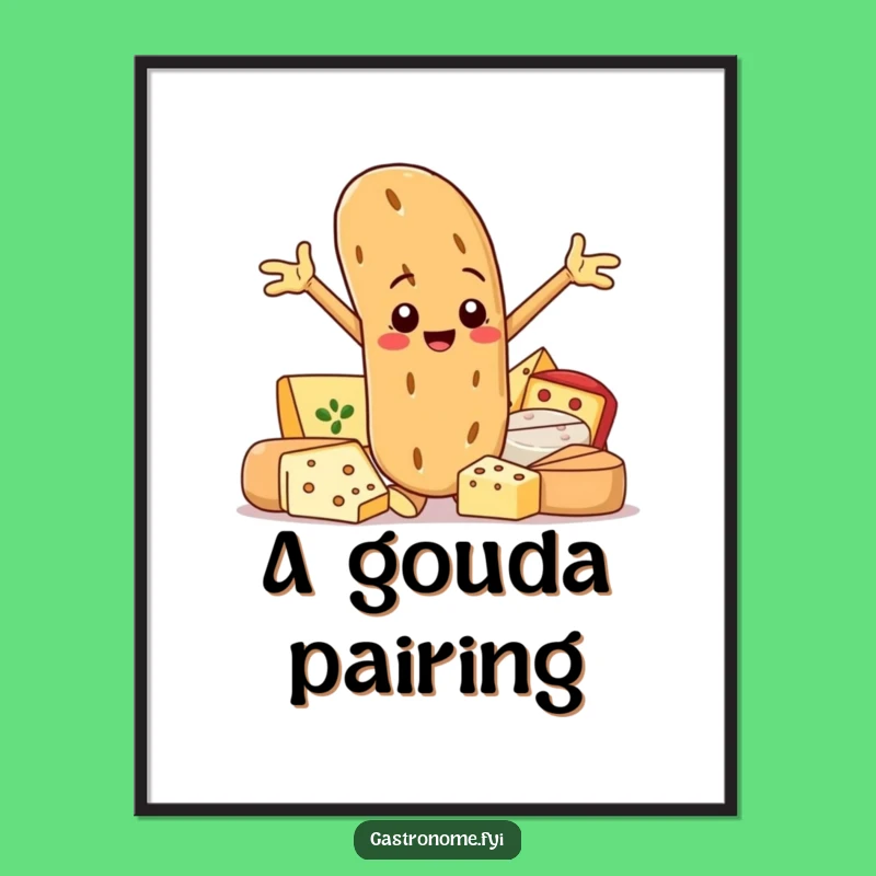 Funny Baguette Gourmet Art Poster: Celebrate Foodie Joy, Perfect Funny Gift