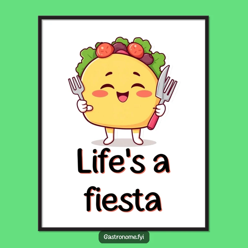 Funny Taco Winker Poster: Fiesta Art for Kitchen and Dining Walls