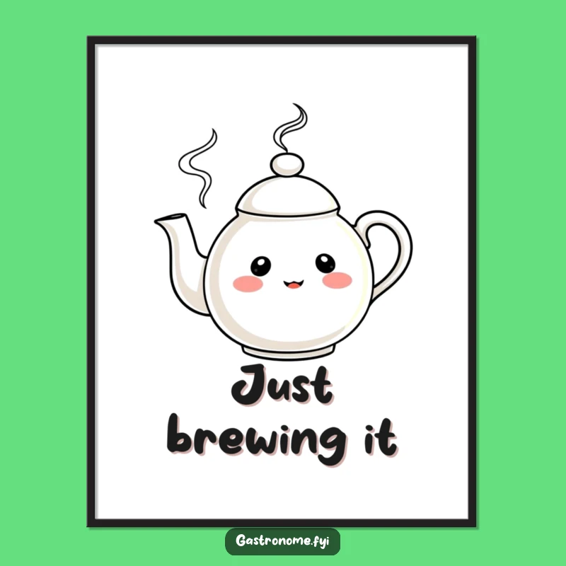 Funny Teapot Character Poster: Whimsical Steam Art to Brighten Your Space