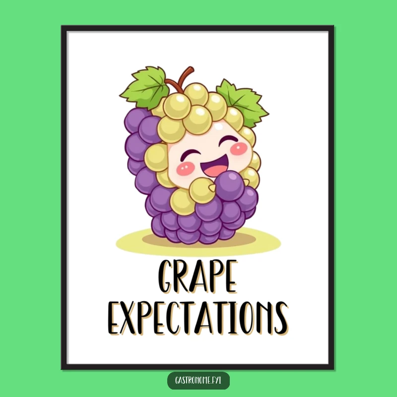Funny Giggling Grape Poster - Humorous Rolling Character Art Print for Laughs