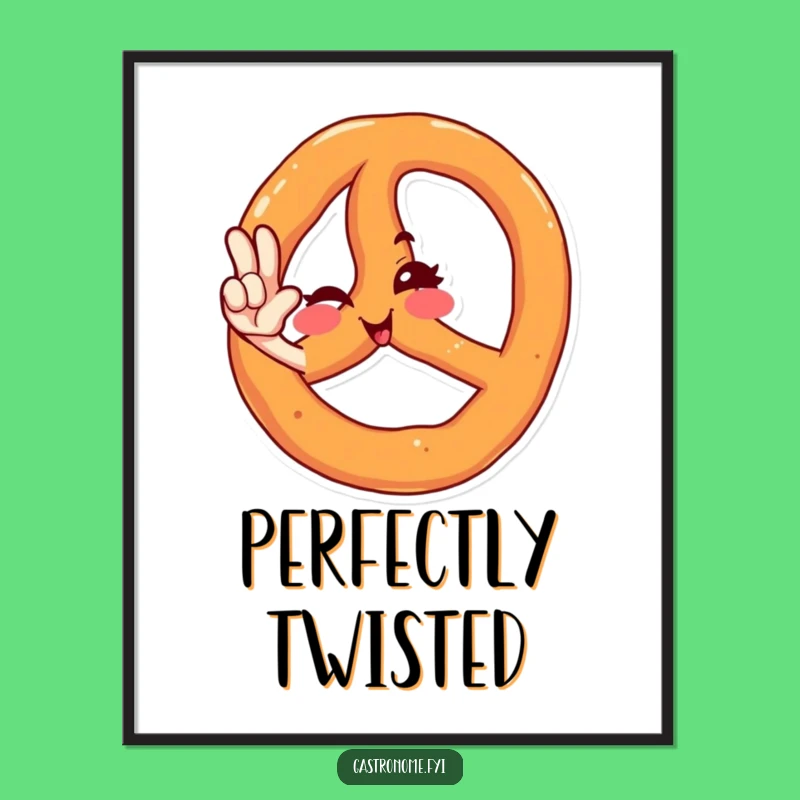 Funny Winking Pretzel Salute Poster - Quirky Wall Art for Laugh Lovers