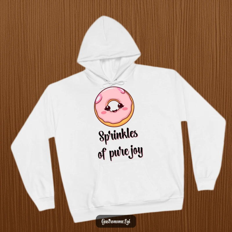Funny hoodie: A cheerful donut with eyes wiggling with joy, a cozy and humorous garment for sweet lovers.