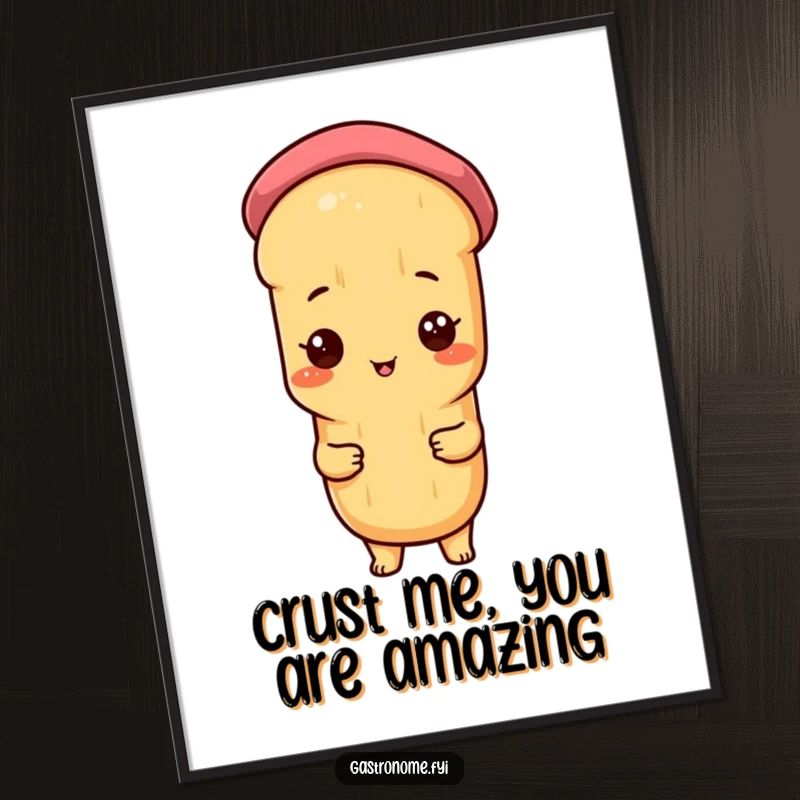 Funny Free Printable Wall Art: A proud baguette character exuding charm with a tiny beret, adding a whimsical touch.