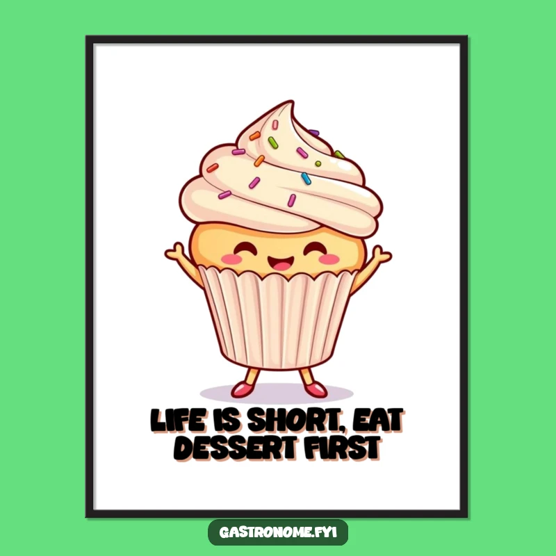 Free Printable Wall Art: Dancing Cupcake Joy, Funny Downloadable Decor Gift