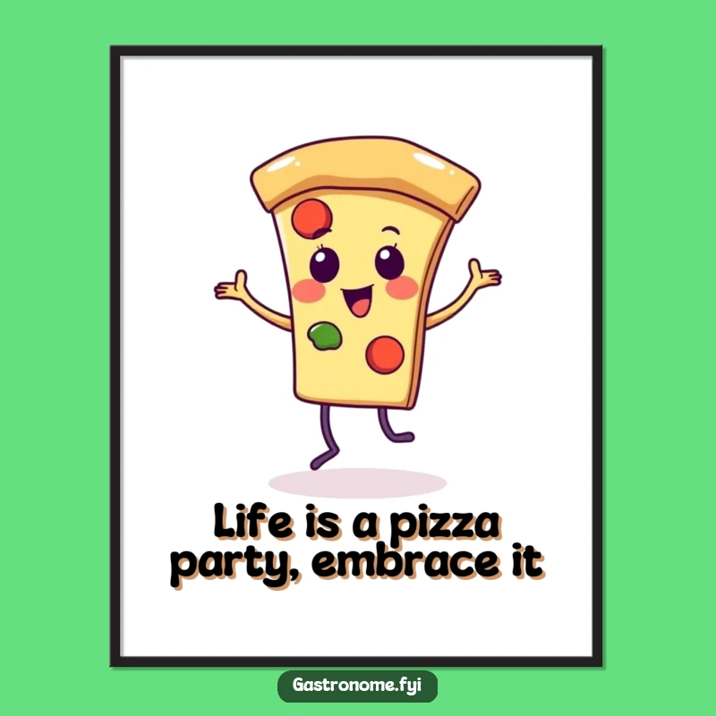 Free Printable Wall Art: Dancing Pizza Slice Character Downloadable Decor