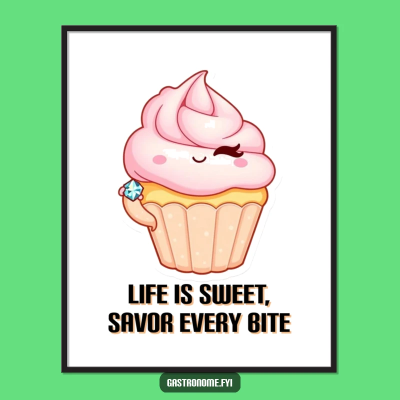 Free Printable Wall Art: Winking Cupcake Jewel Downloadable Decor