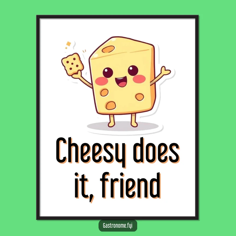 Funny Free Printable Wall Art: Cheese Wedge Cracker Balance Whimsical Downloadable Decor