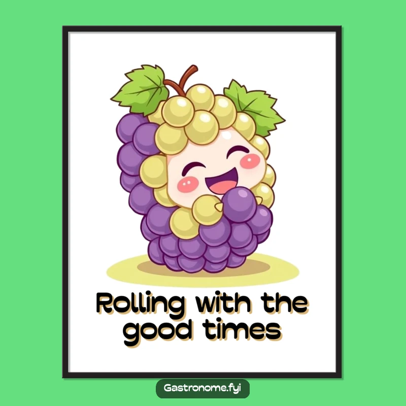 Funny Free Printable Wall Art: Giggling Grape Rolls Downhill Quirky Downloadable Art