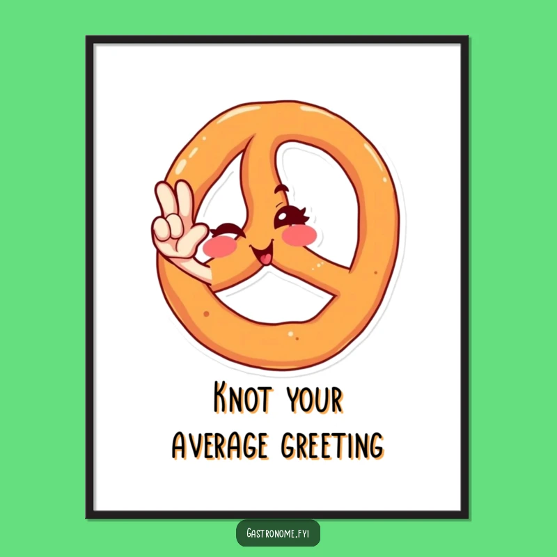 Funny Free Printable Wall Art: Winking Pretzel Salute Quirky Downloadable Decor