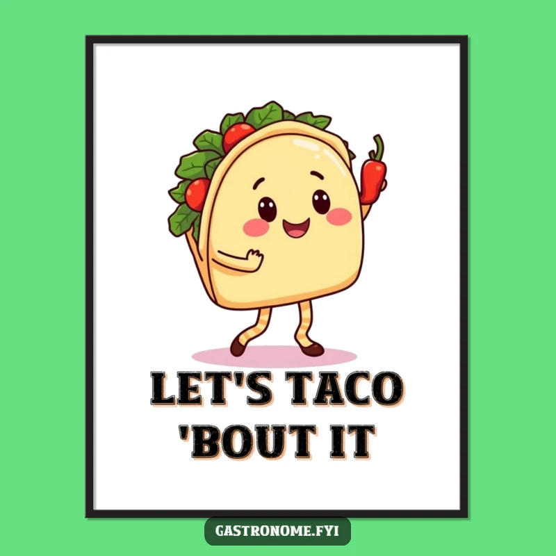 Funny Free Printable Wall Art: Taco's Salsa Dance, Spicy Pepper, Downloadable Fiesta Decor