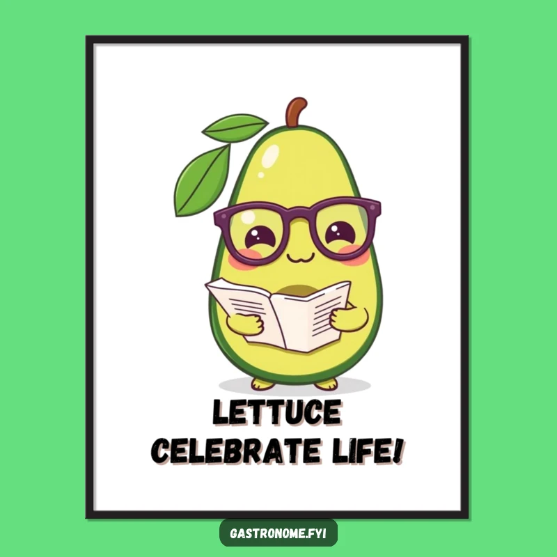 Funny Free Printable Wall Art: Wise Avocado Scholar, Quirky DIY Downloadable Decor