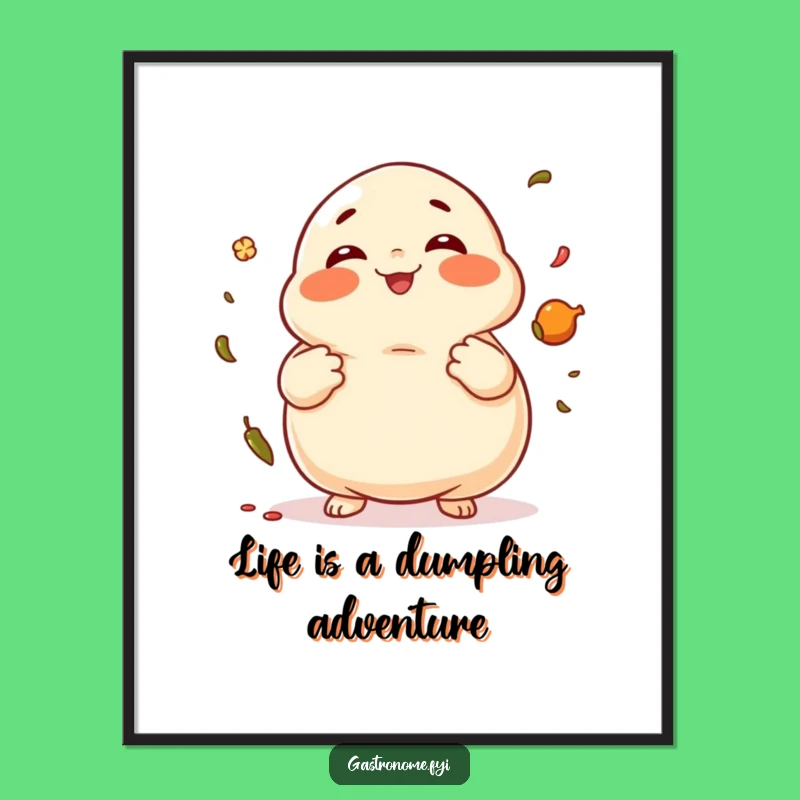 Funny Free Printable Wall Art: Giggling Dumpling Juggling Spices Downloadable Poster for Kitchen!