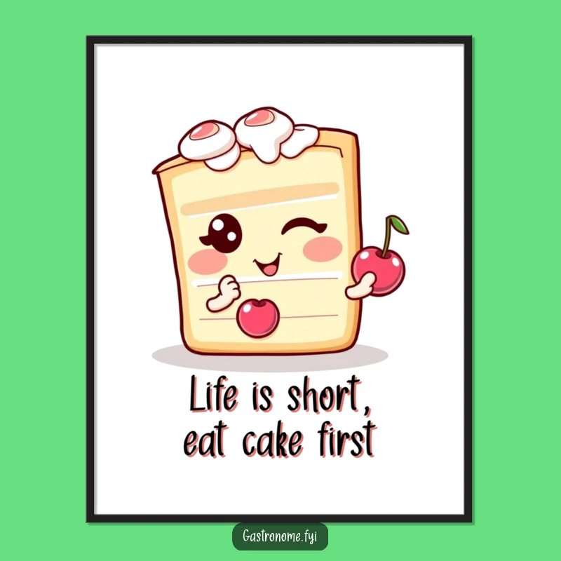 Free Printable Wall Art: Winking Cake Slice for Humorous Downloadable Decor