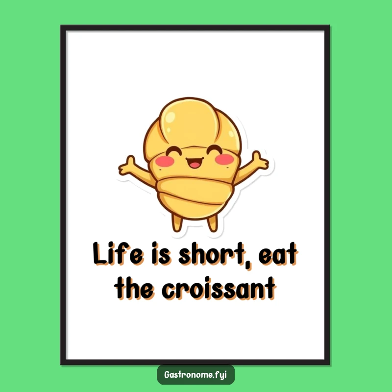 Funny Free Printable Wall Art: Croissant's Welcoming Hug Poster for Kitchen Decor!