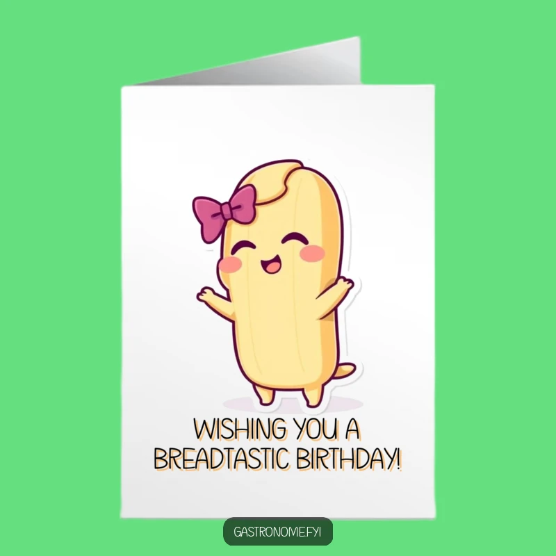 Free Printable Birthday Card: Funny Baguette Bow Downloadable Elegance!