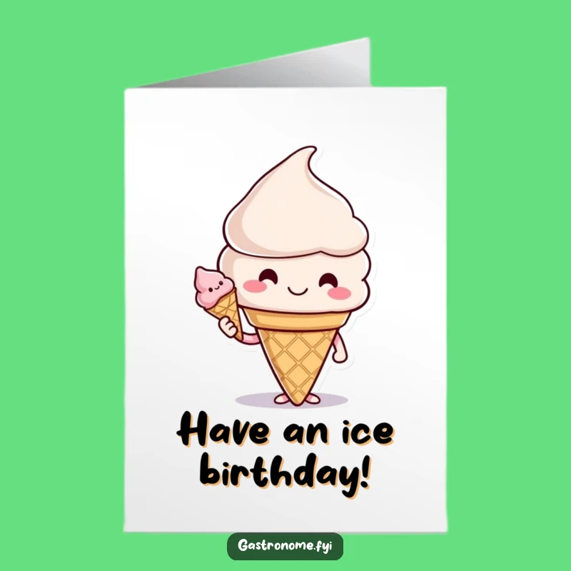 Free Printable Birthday Card: Smiling Ice Cream Cone - Sweet Downloadable Gift!