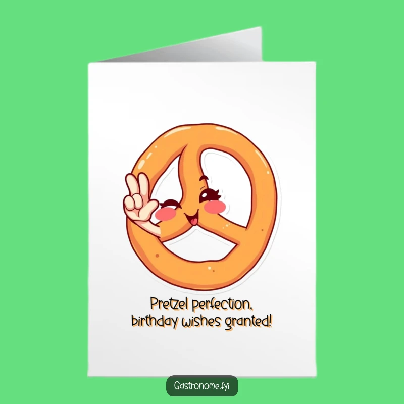 Free Printable Birthday Card: Winking Pretzel Salute Funny Downloadable Greeting