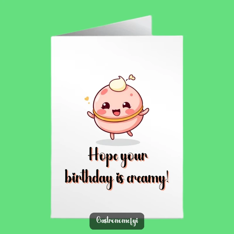 Free Printable Birthday Macaroon Card: Giggling Treat for Funny Downloadable Wishes