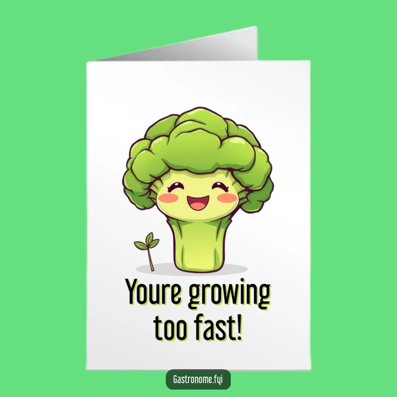 Free Printable Birthday Card: Funny Broccoli & Sprout Growth Theme Downloadable Gift