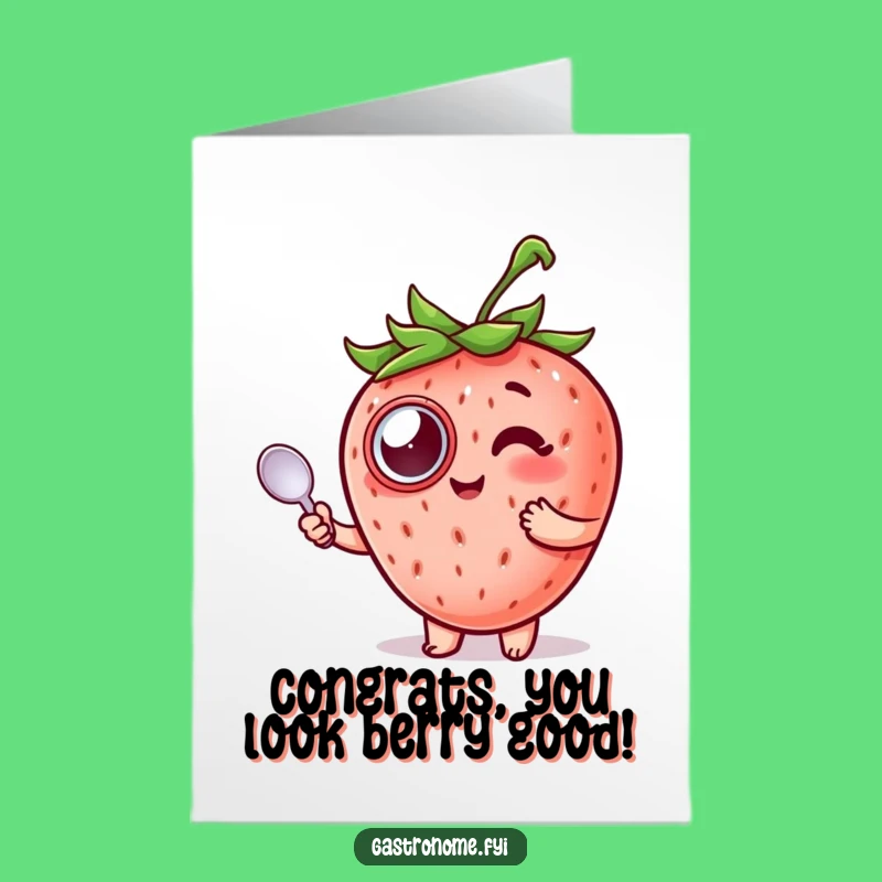 Free Printable Congrats Card: Fancy Strawberry's Spooning Success Downloadable Greeting!
