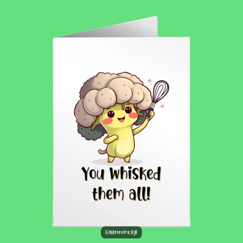 Free Printable Congrats Card: Broccoli Chef's Flourish, Humorous Downloadable Greeting for Greatness