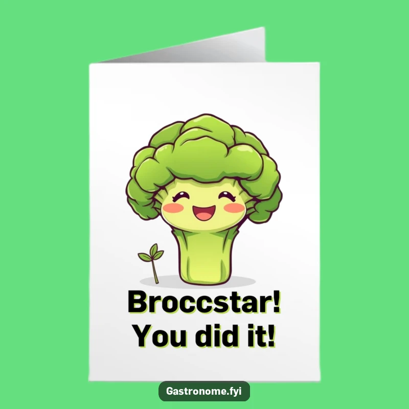 Free Printable Congrats Card: Broccoli Sprout New Beginnings Theme Downloadable