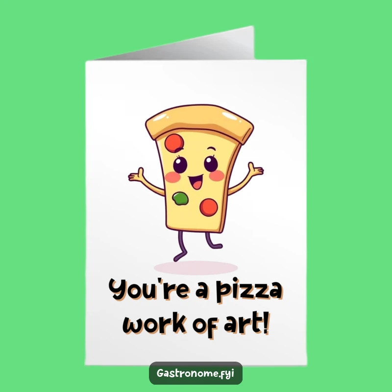 Free Printable Congrats Card: Dancing Pizza Slice Downloadable Gift