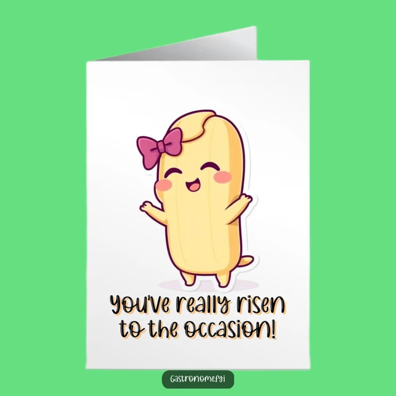 Free Printable Congrats Card: Funny Baguette Bow Downloadable Applause!